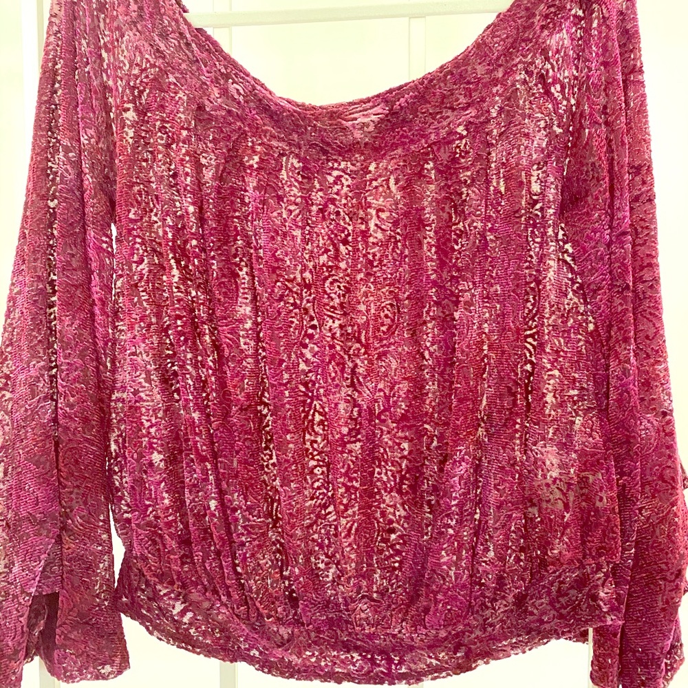 Free People Burgundy Off the Shoulder Top